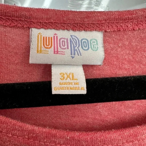 LuLaRoe Vintage Randy Baseball Tee 3/4 Sleeves Heathered Red Grey Bows Size 3X - Picture 7 of 10